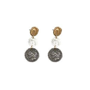 Multi Finish 3 Coin Drop Earrings