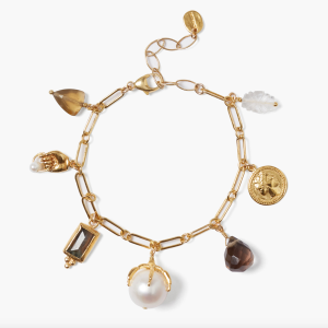 Multi Stone Gold Charm Bracelet