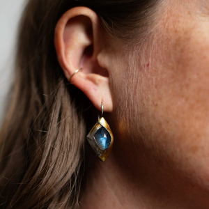 Bundle Fold Kyanite Drop Earrings