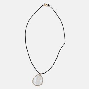 Rainbow Moonstone on Leather Pendant