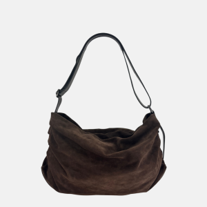 NIKA Suede and Lambskin Ruched Hobo Crossbody Bag