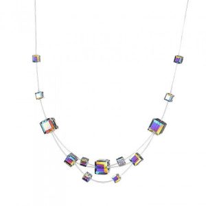 Cube Necklace Aurora Borealis