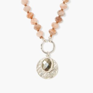 Sunstone and Silver Coin Necklace
